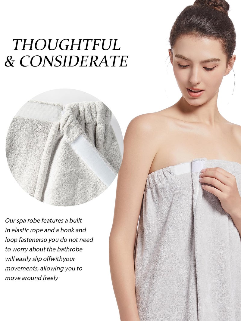 Wubbept Women'S Soft Wrap Towel Full Length Bath Robe After Shower Female Plush Long Spa Bathrobes Lightweight With Pockets (US  Alpha  One Size  Regular  Regular  Grey) - Image 5